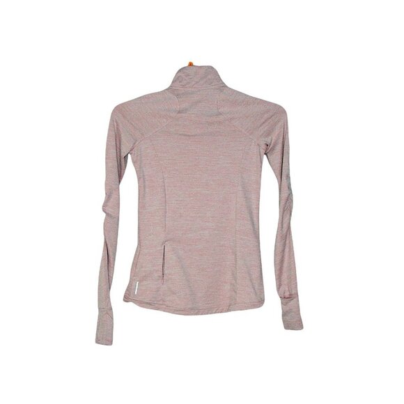 Mondetta Pullover Top Jacket Pink Heather 1/4 Zip Thumb Holes Ruching Size S/M - Picture 3 of 12